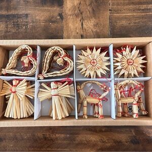 Lot Of 28 Vintage Scandinavian Woven Straw Christmas Ornaments Folk Art Swedish